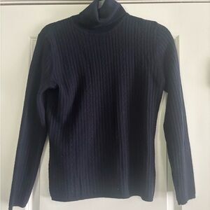 Liz Claiborne 100% Merino Wool Classic Ribbed Turtleneck Sweater Black Woman’s M